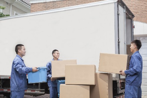 Commercial move with office furniture and equipment being loaded
