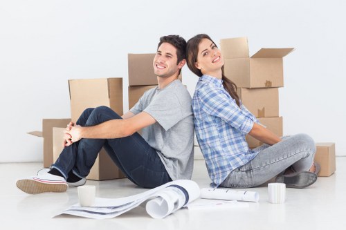 Packers organising boxes for a move in Elmpark