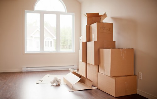 Packing and securing items carefully before transport in a removal van