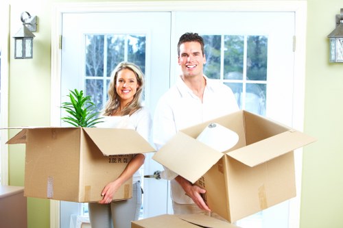 Loading boxes and furniture into a hired removal truck